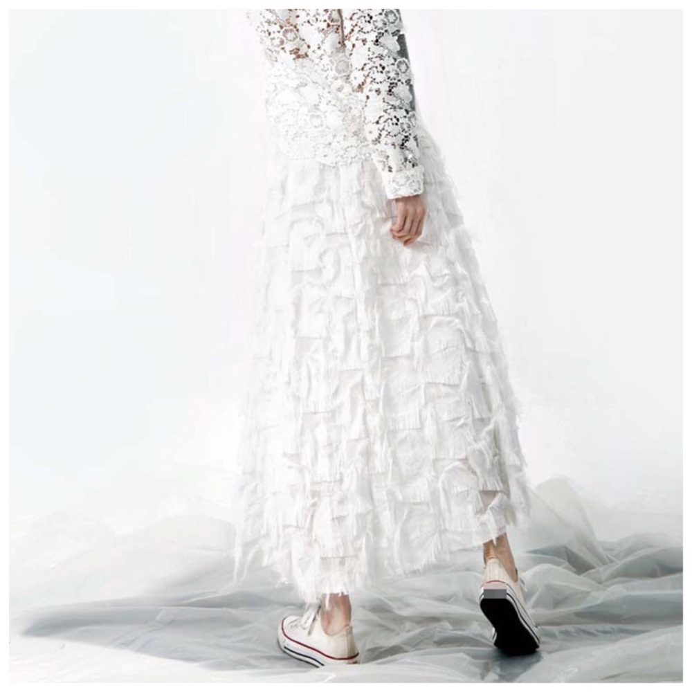 Black & White Eyelash Feathered Skirt - Picture 6 of 8